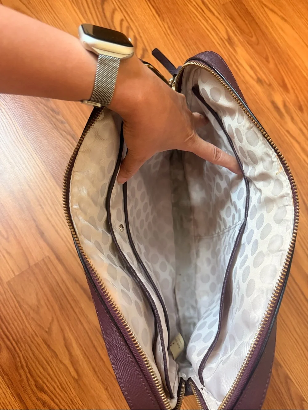 kate spade Plum Saffiano Satchel with Crossbody Strap